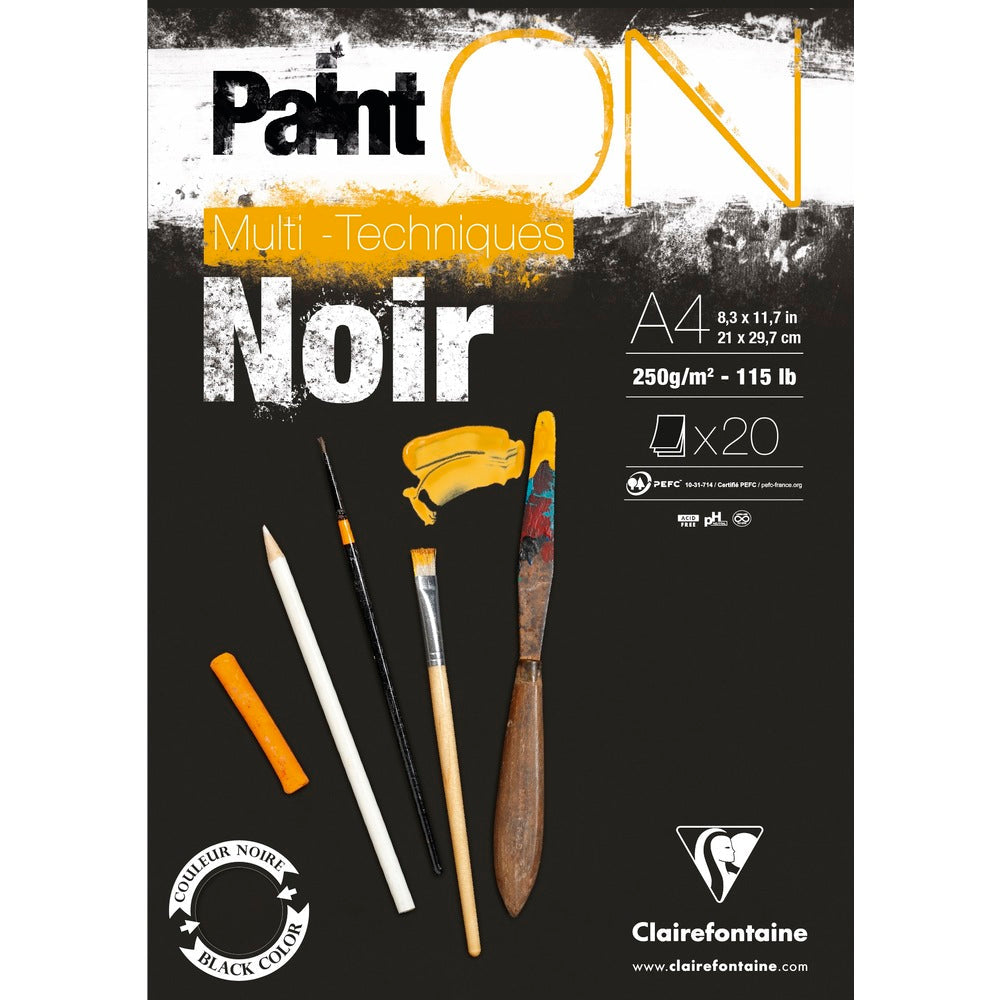 Скицник Clairefontaine Paint'On Mix Media 250 g 20 л. лепен Black