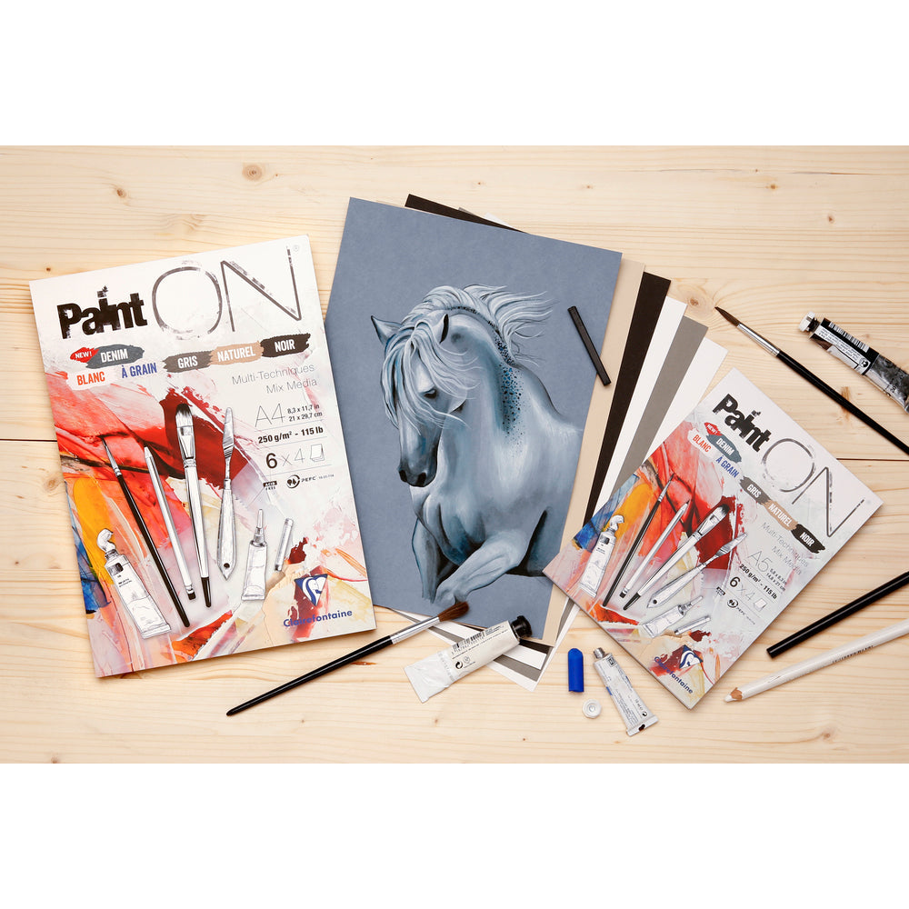 Скицник Clairefontaine Paint'On Mix Media № 6 250 g 24л. залепен различни цветове