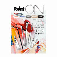 Скицник Clairefontaine Paint'On Mix Media № 6 250 g 24л. залепен различни цветове