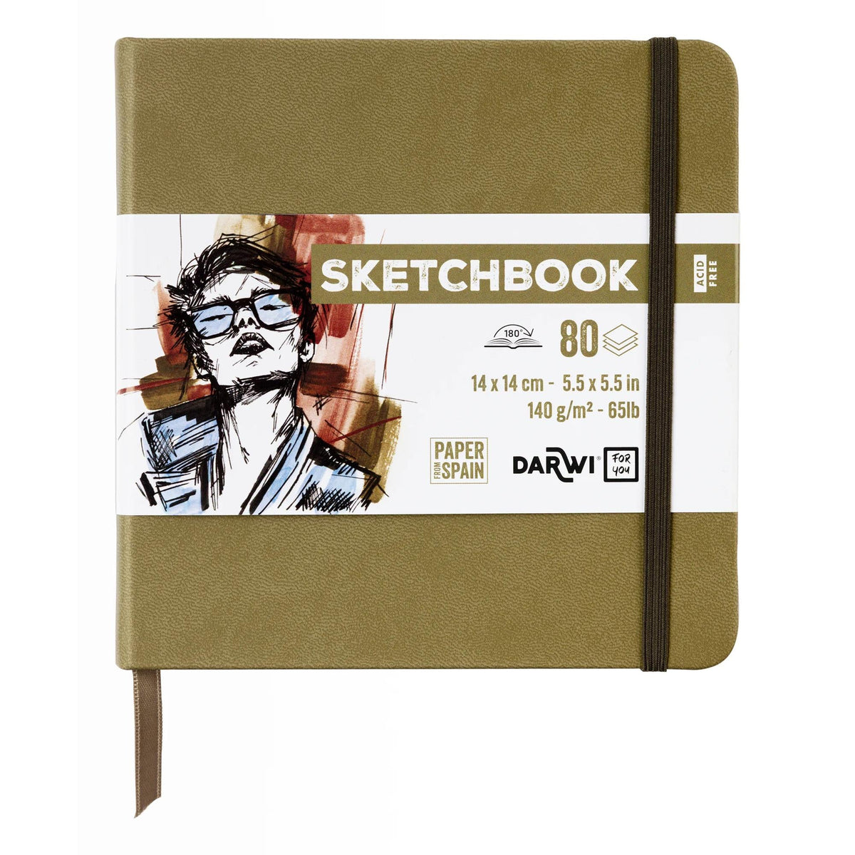 Скицник DARWI Khaki 14 x 14 см, 140 г, 80 листа