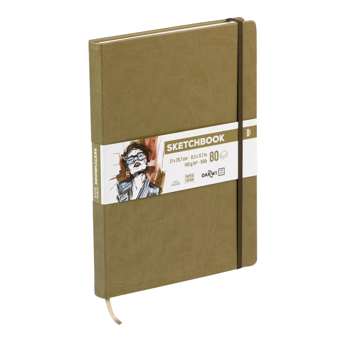 Скицник DARWI Khaki A4, 140 g/m², 80 листа