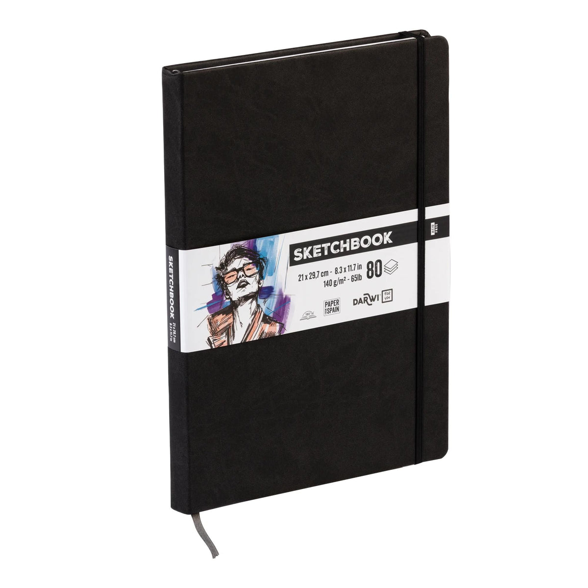 Скицник с твърди корици DARWI Black A4 140 g 80 л.
