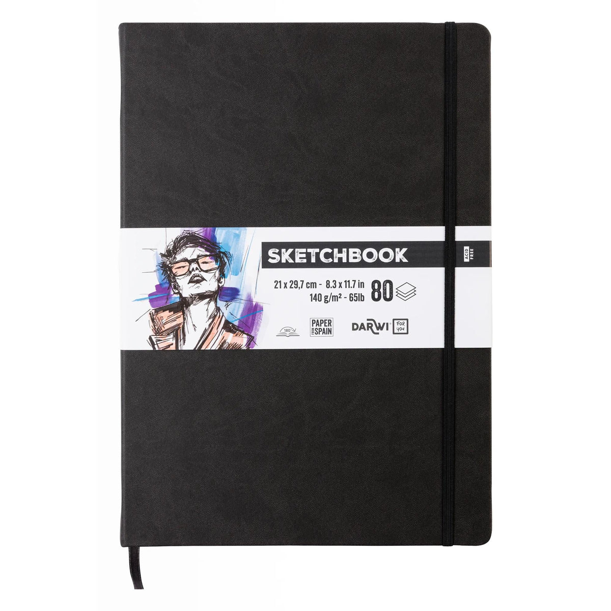 Скицник с твърди корици DARWI Black A4 140 g 80 л.