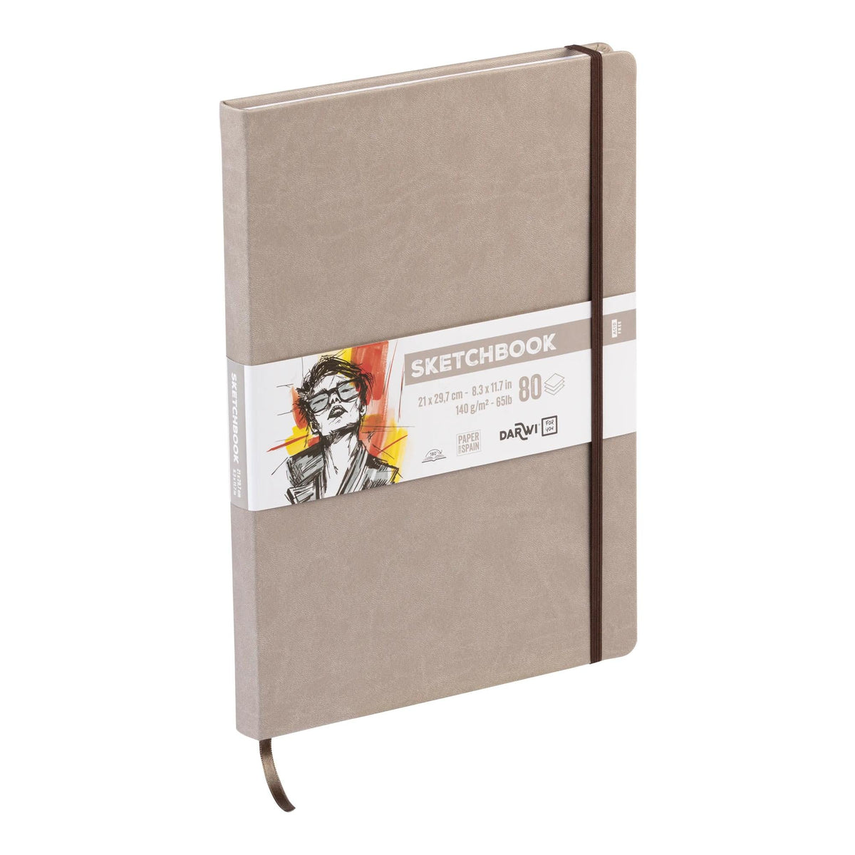 Скицник с твърди корици DARWI Taupe A4 140 g 80 л.