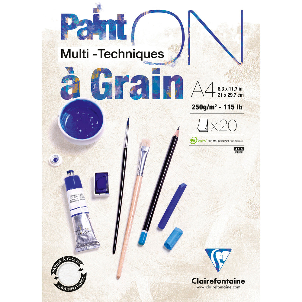 Скицник за смесени техники CLAIREFONTAINE Paint'On a grain 250 g – 20 листа