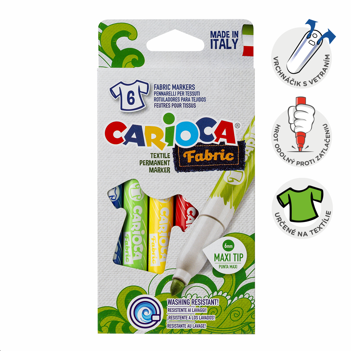 Текстилни маркери Carioca, макси връх, микс от цветове