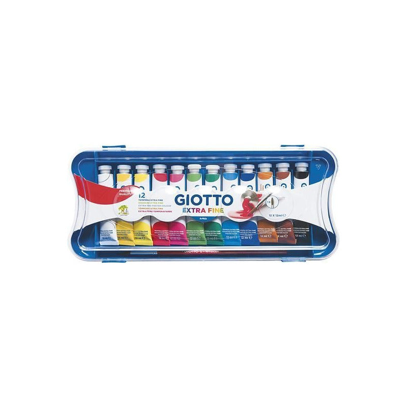 Темперни бои GIOTTO Extra Fine в туби с четка – 12 x