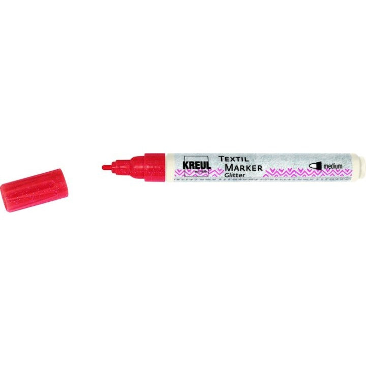Glitter маркери за текстил Kreul medium – червена