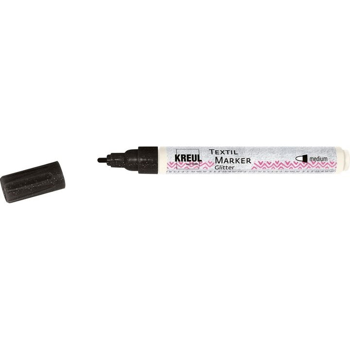 Glitter маркери за текстил Kreul medium – черна