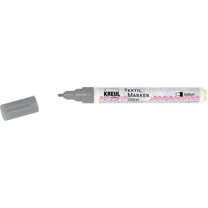 Glitter маркери за текстил Kreul medium – сребърна