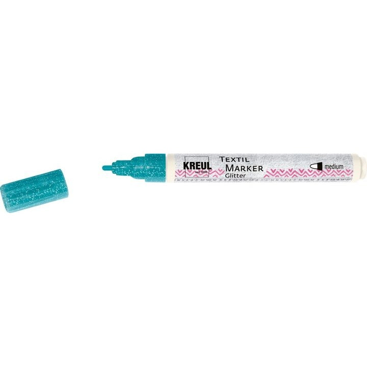 Glitter маркери за текстил Kreul medium – тюркоазно