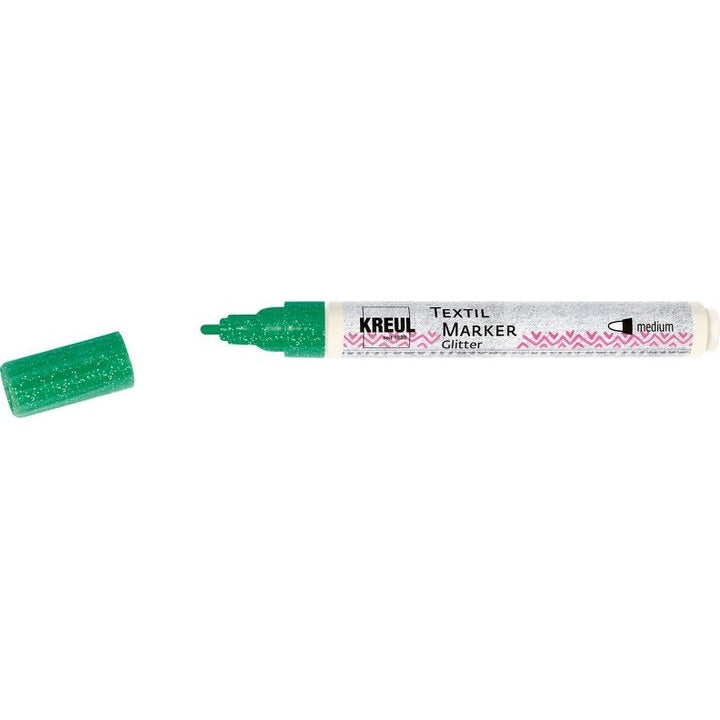 Glitter маркери за текстил Kreul medium – зелена