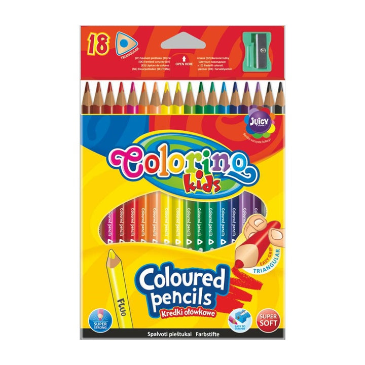 Триъгълни пастели Colorino с острилка, 18 опаковки — изображение 1