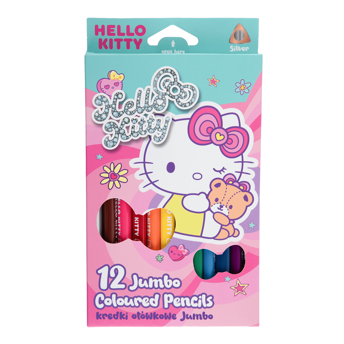 Триъгълни цветни моливи Colorino JUMBO, Hello Kitty, 12 цвята