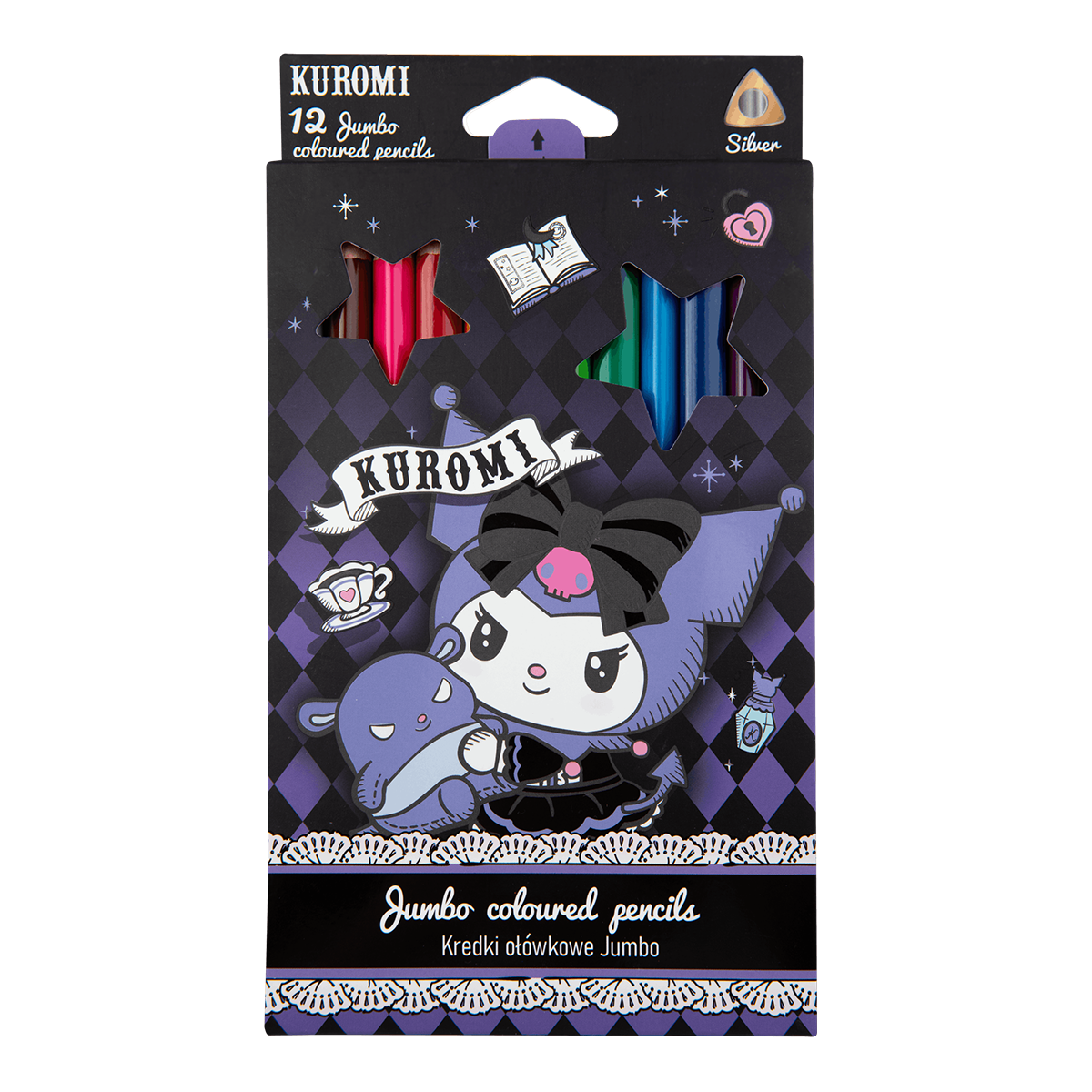 Триъгълни цветни моливи Colorino JUMBO Kuromi, 12 цвята