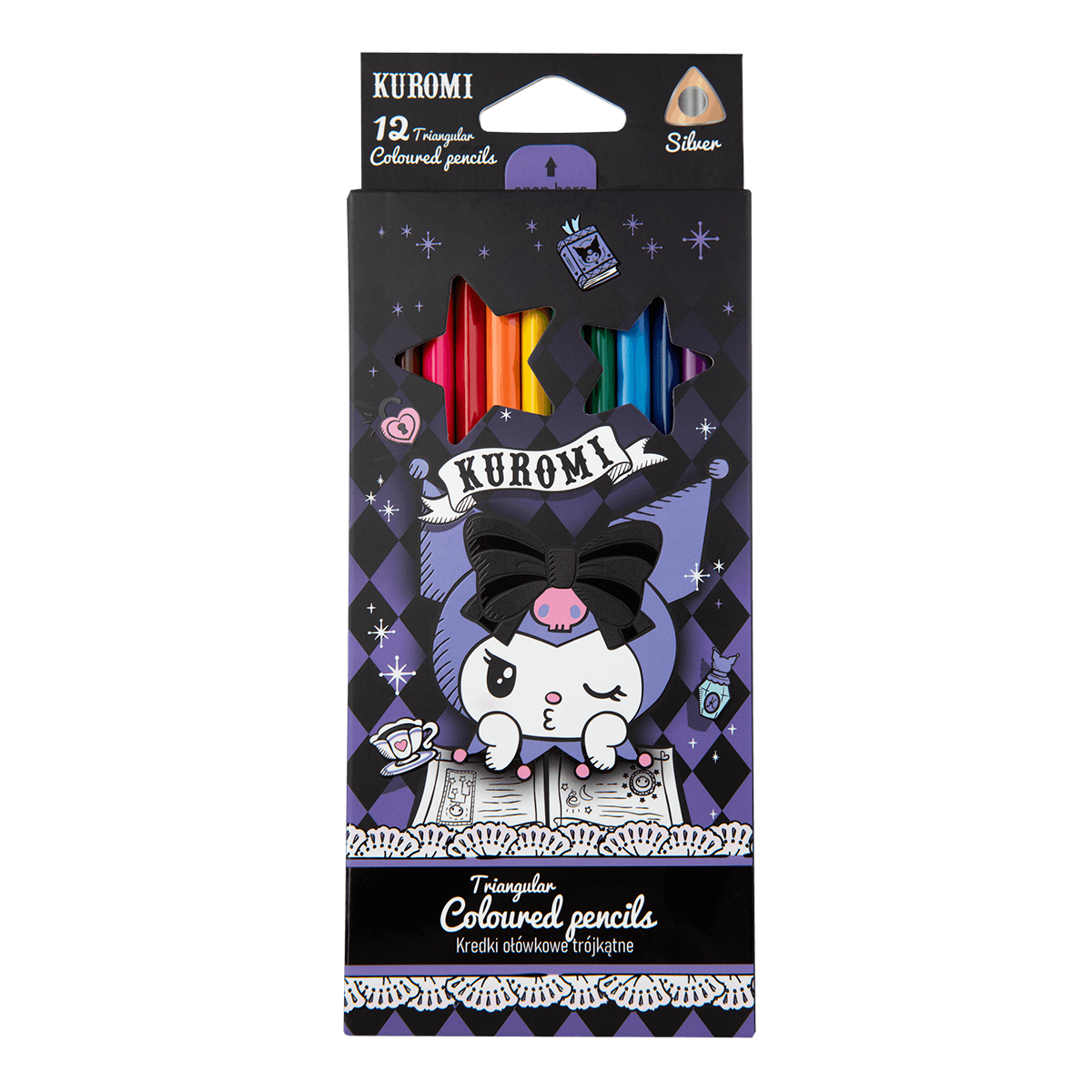 Триъгълни цветни моливи Colorino Kuromi, 12 цвята