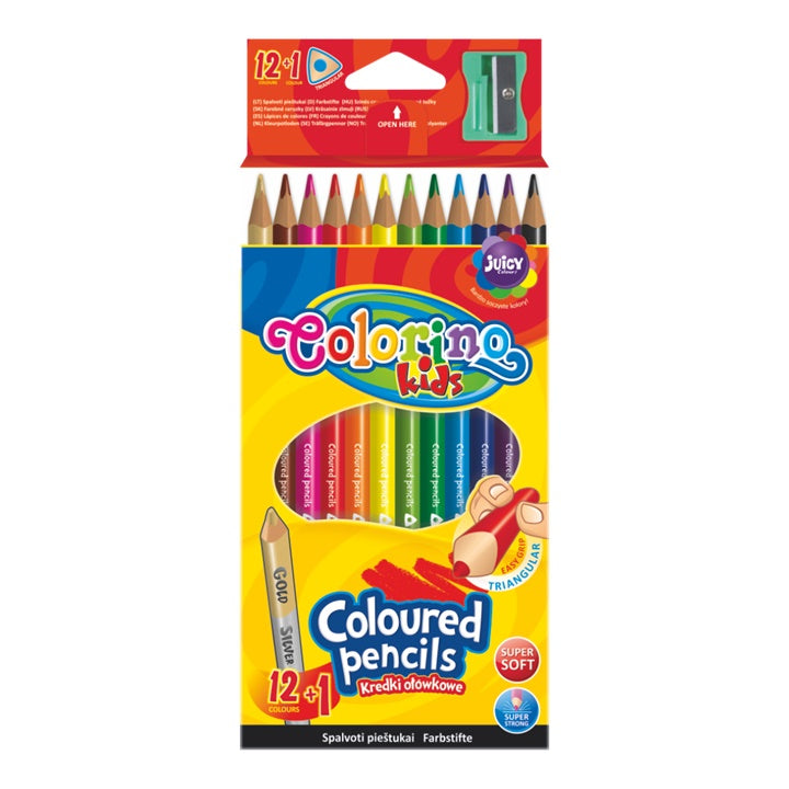Триъгълни цветни моливи Colorino с острилка 12 бр. — изображение 1