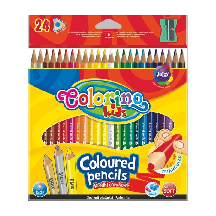 Триъгълни цветни моливи Colorino с острилка, 24 бр. — изображение 1