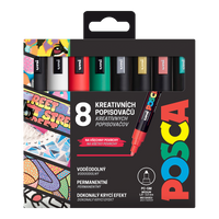 Комплект маркери Posca PC-5M CHRISTMAS, 1,8 - 2,5 mm, коледни цветове - 8 бр.