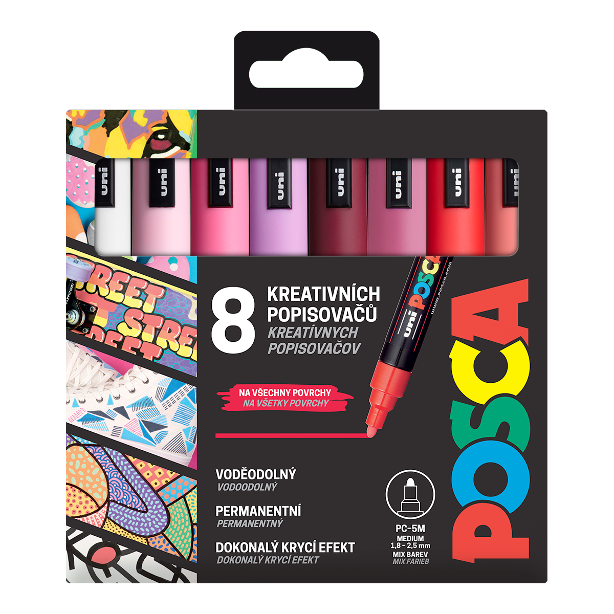 Комплект маркери Posca PC-5M, LOVE, 1,8 - 2,5 mm, микс топли тонове (8 бр.)