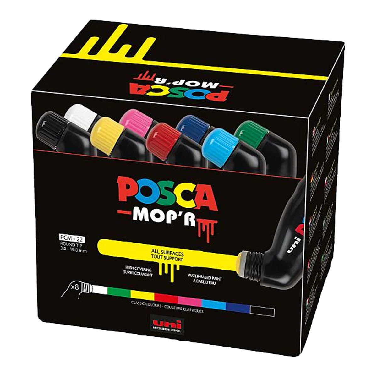 Posca PCM-22 8C MOP´R комплект маркери, 3 – 19 mm, микс от цветове (8 бр.)