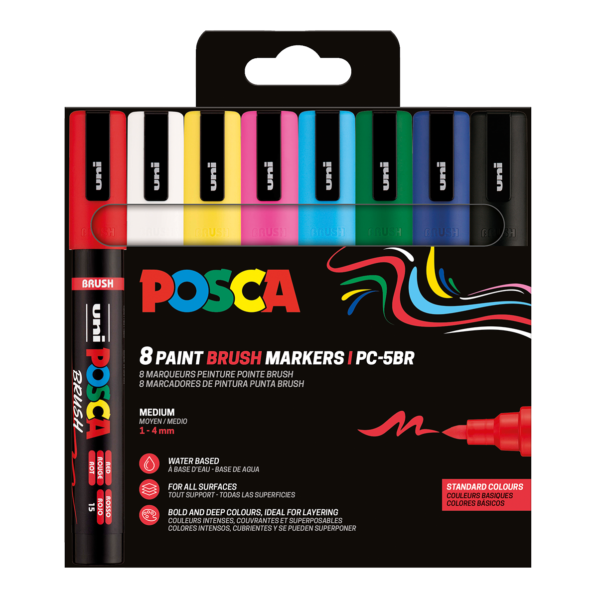 Комплект маркери Posca PC-5BR, 1 – 4 mm, основни цветове – 8 бр.