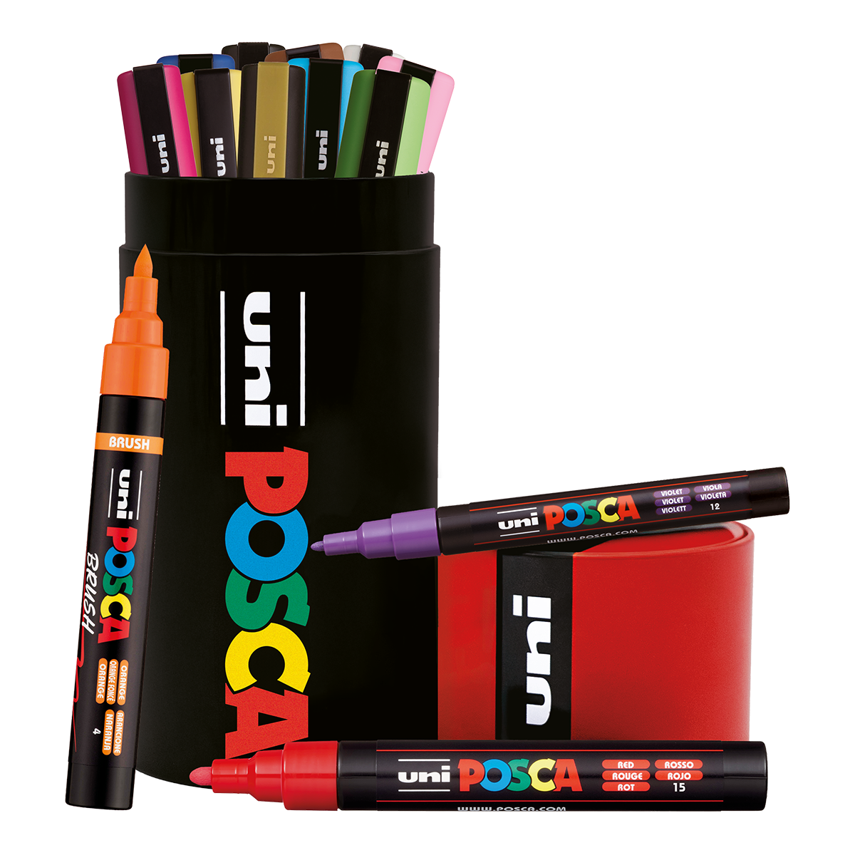 Комбиниран комплект маркери Posca в метална кутия – 13 бр. (PC-3M, PC-5M, PC-5BR)
