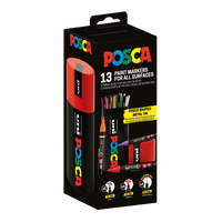 Комбиниран комплект маркери Posca в метална кутия – 13 бр. (PC-3M, PC-5M, PC-5BR)