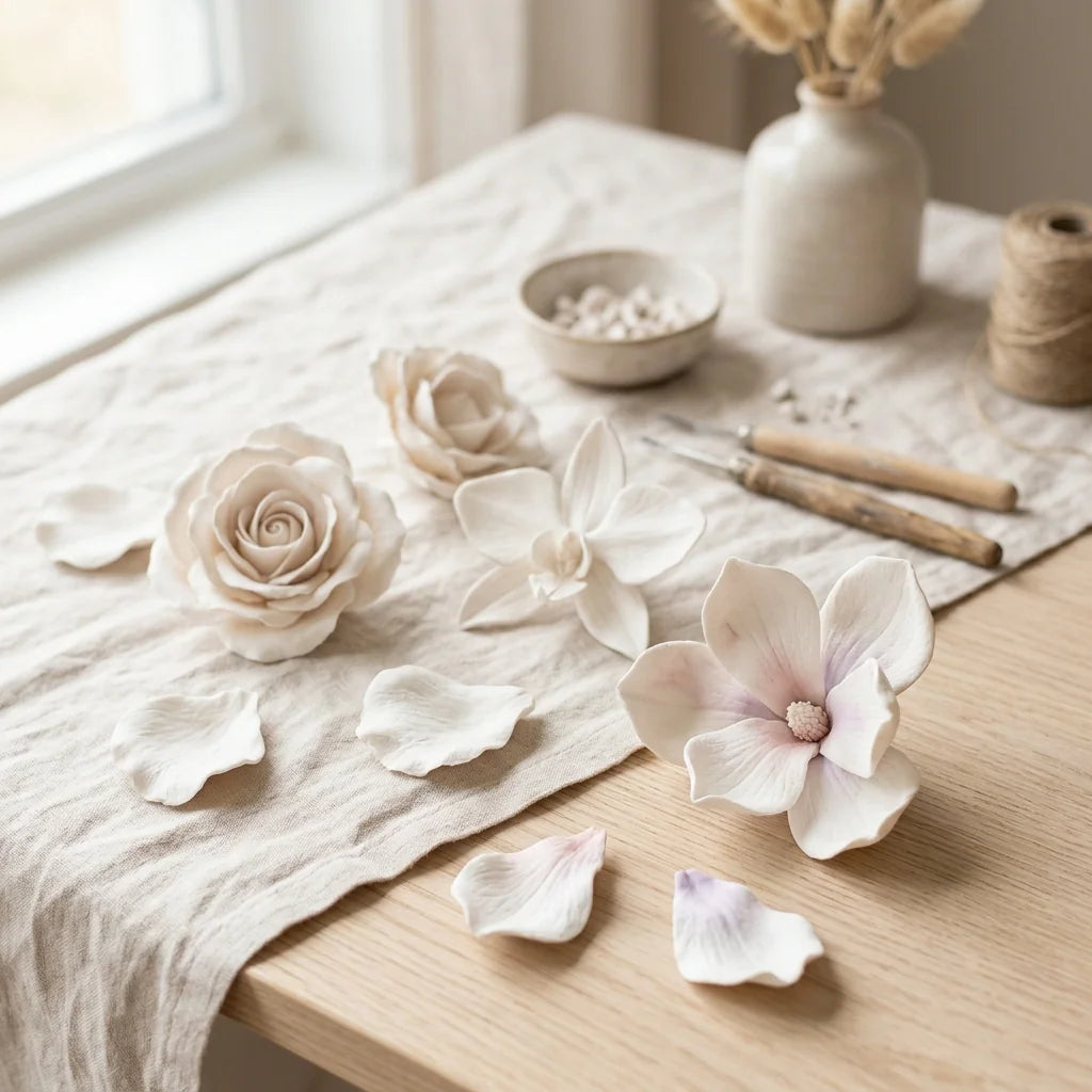 Нежни цветя от лека маса Cloudy Clay