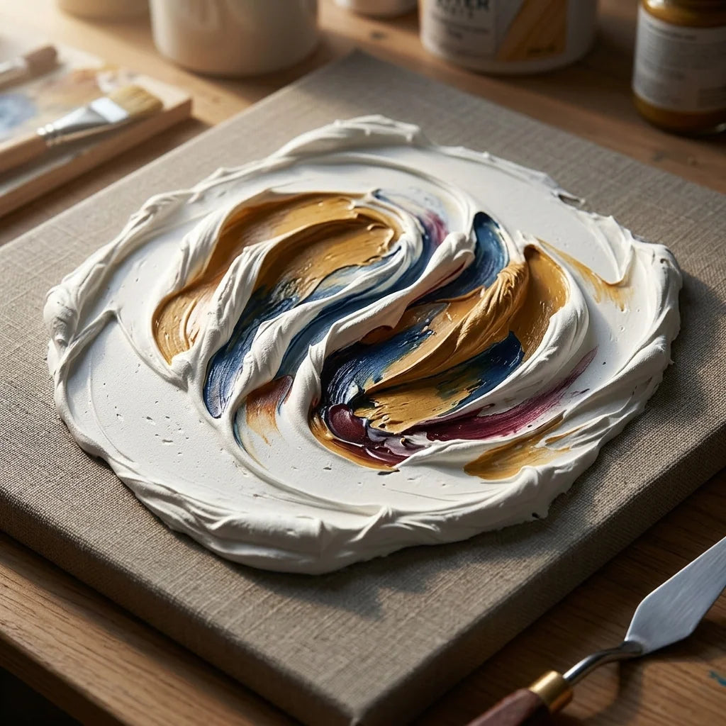 Impasto текстури с 3D релефна паста за моделиране ARTMIE Butter — шпакла върху платно