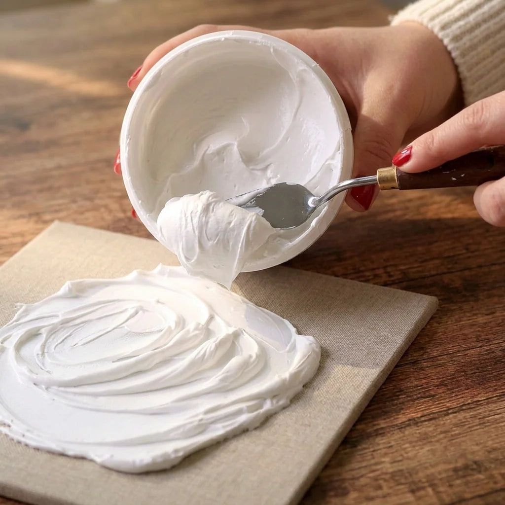 Нанасяне на паста Butter с шпакла върху платно