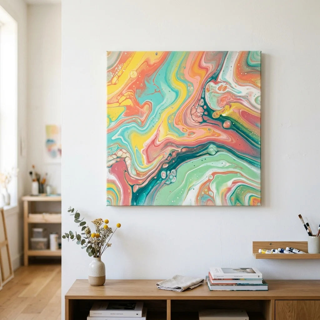 Абстрактна fluid art картина на стената