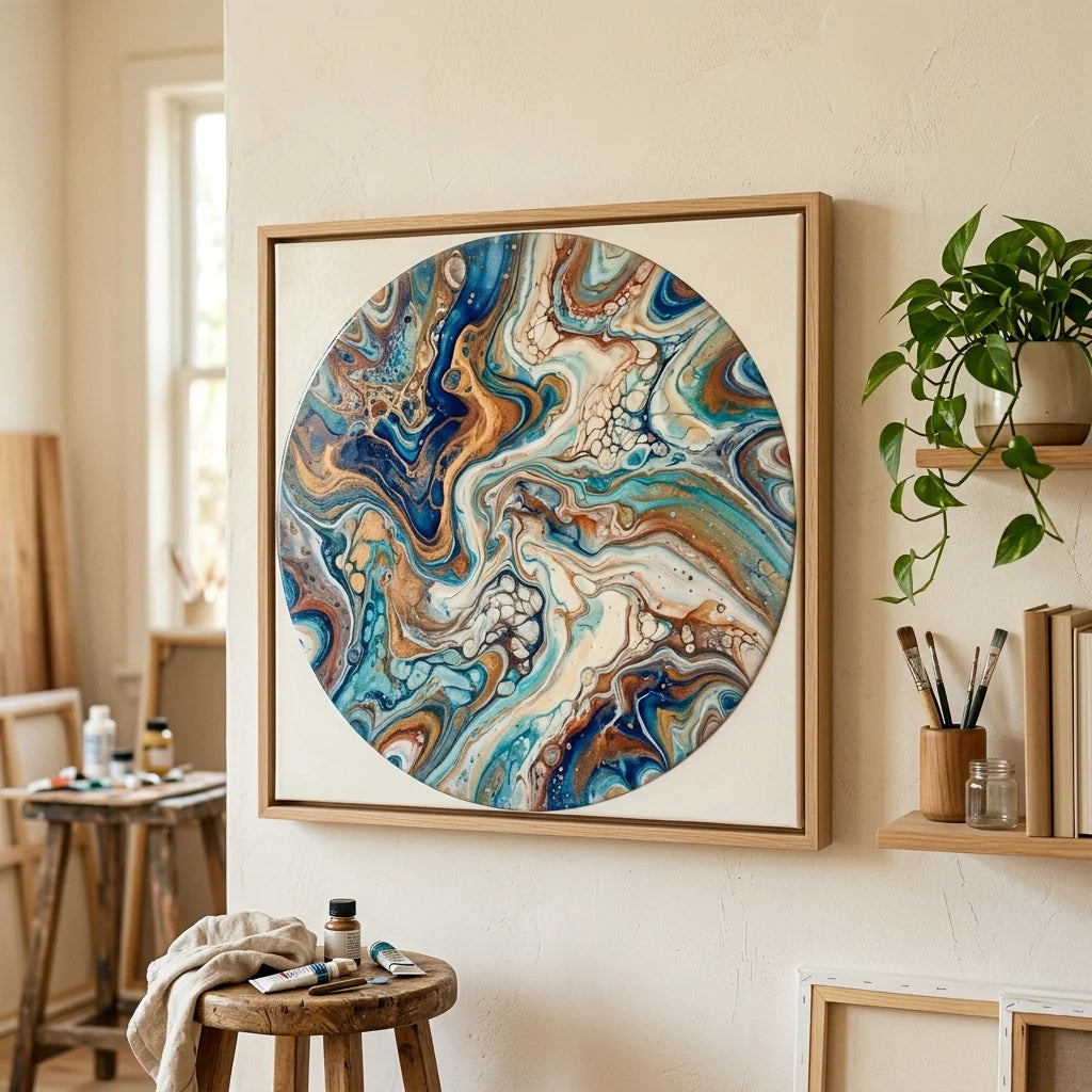 Абстрактна fluid art картина на стената